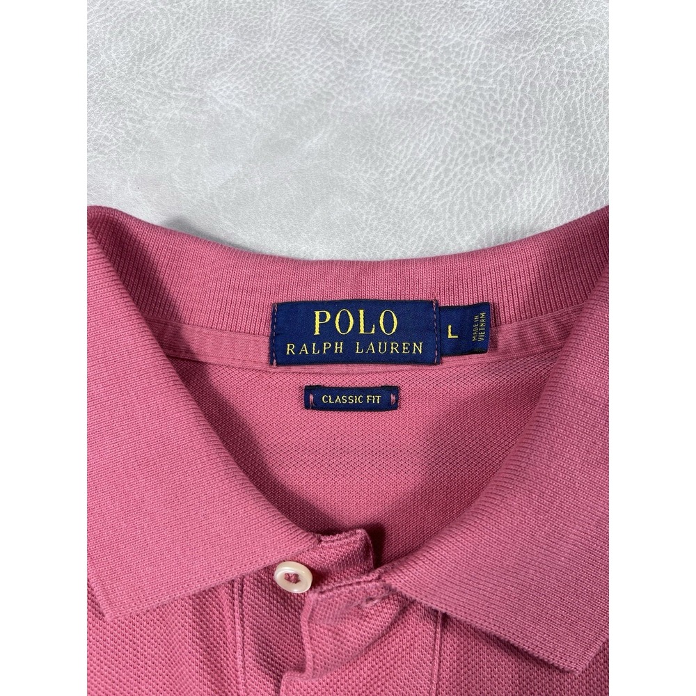 Polo Ralph Lauren Shirt Size Large Classic Fit Collared Pink Button Up Polo - Picture 4 of 7